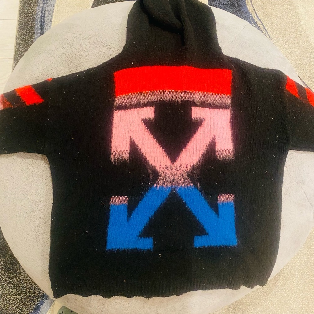 OFF-White Virgil Abloh Sweater with Red, Pink, and Blue Design Exclusive